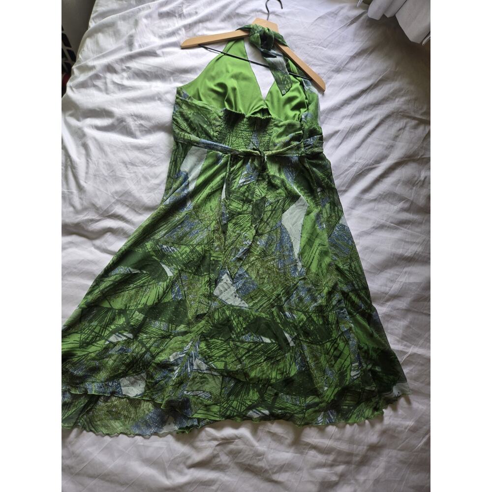 Jonathan Martin 16W Green Floral Halter Midi Dress Forest Garden Fairy Y2k Boho - Picture 12 of 12